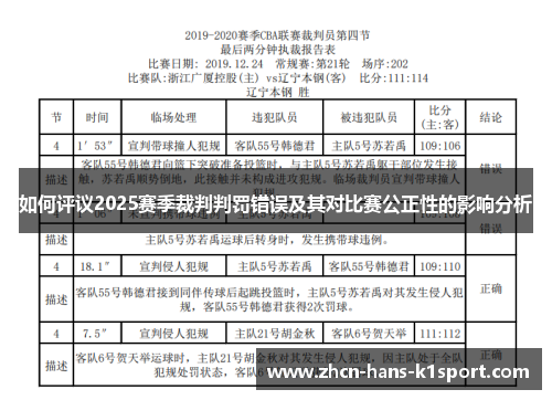 如何评议2025赛季裁判判罚错误及其对比赛公正性的影响分析